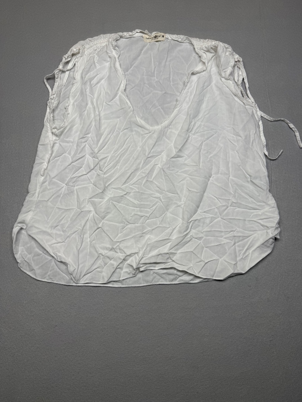Natural Life White Ruffle V-Neck Tunic Women's M